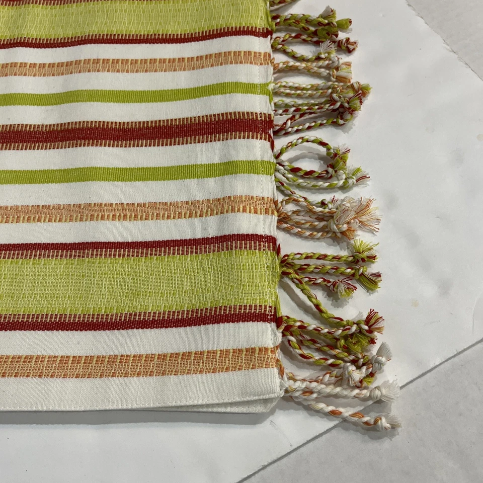 Fiesta Placemats Woven Tassel Striped Warm Fringe Multi Color Set Of 4 Hacienda - Image 4 of 4