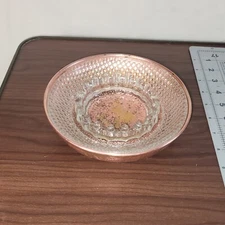 Vtg Old Hammered Copper Collectible Cigar Ashtray & Glass insert w/ Logo 6-3/4"