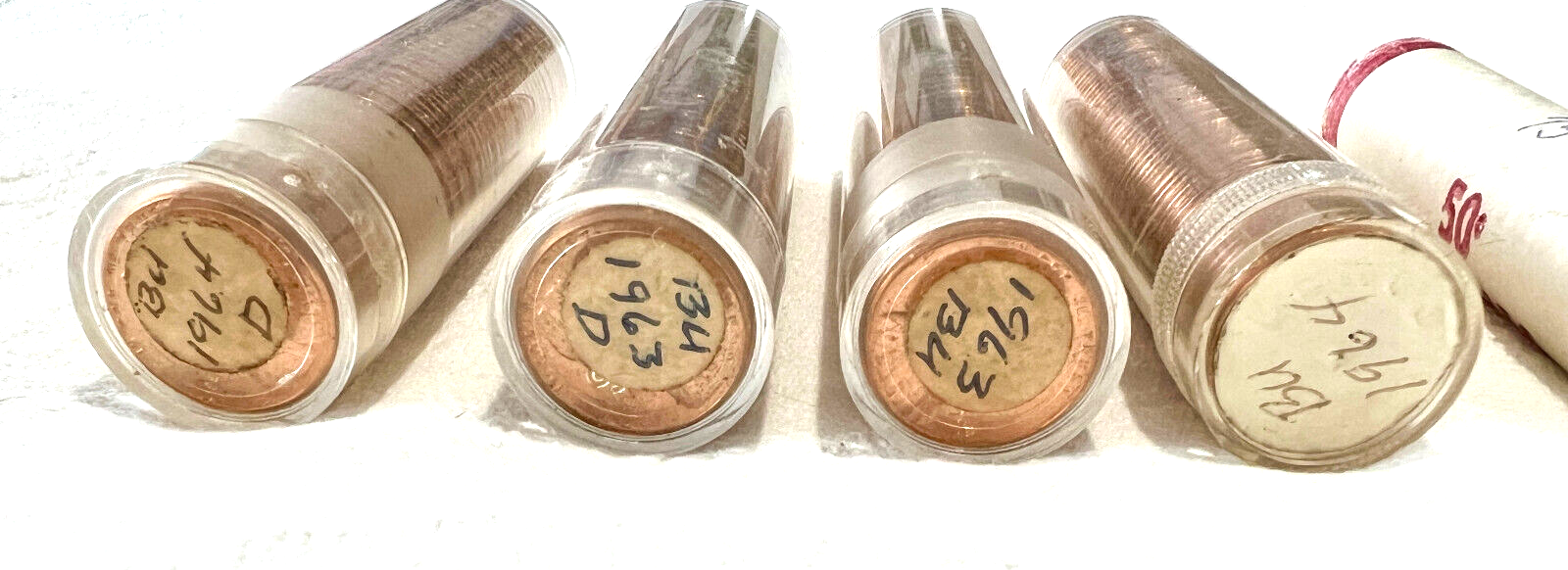 MIX LOT SET (7) 1963 1964 1975 1977 Lincoln Cent Penny Bank Rolls