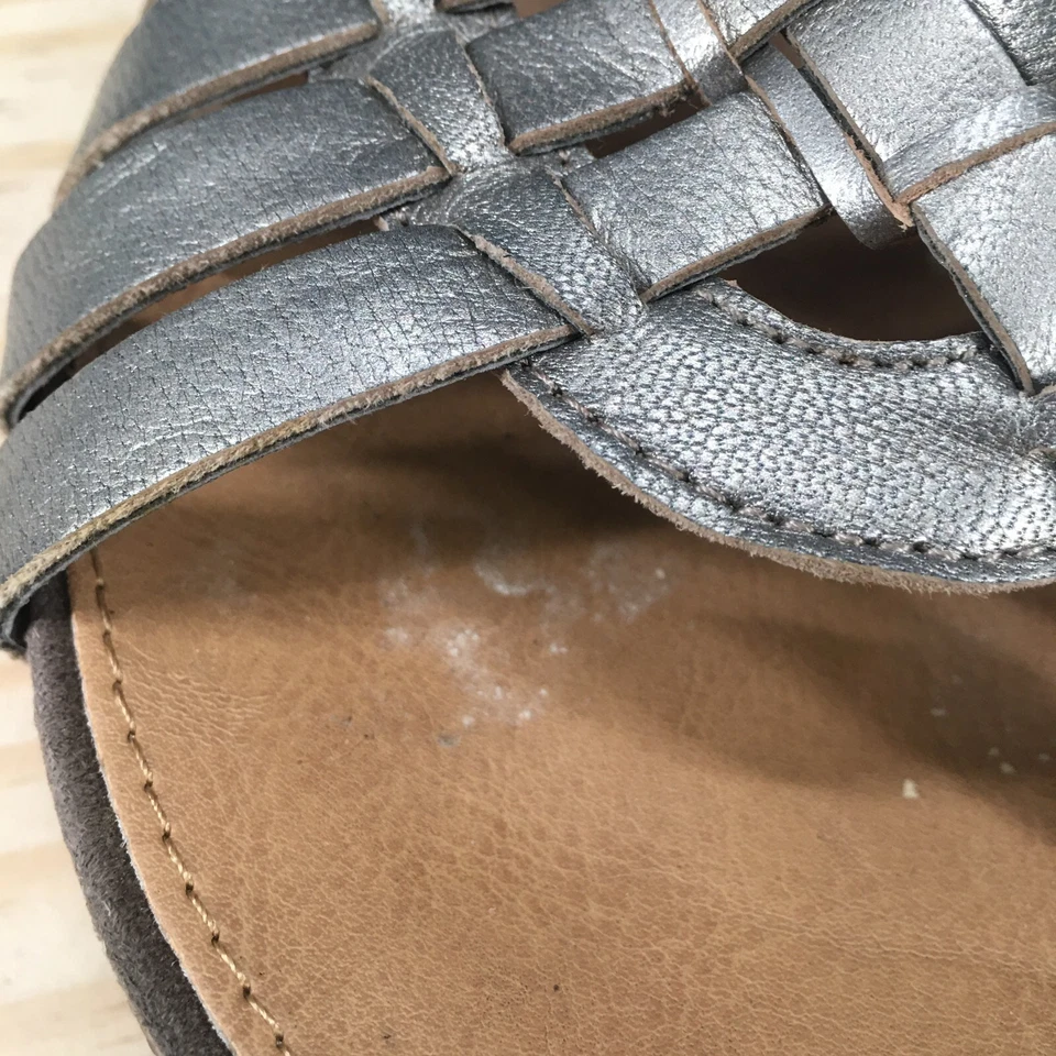 GH Bass & Co 凉鞋女式 7 Kat 露背扣带舒适银色皮革 — 第 3/4 张图片