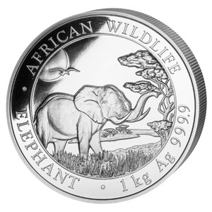1 kg Silber Somalia Elefant 2019 African Wildlife - 2000 Schilling Stempelglanz