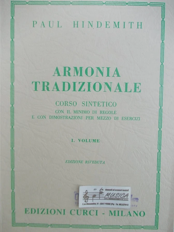 Paul HINDEMITH armonìa tradizionale corso sintetico volume 1 edizioni Curci