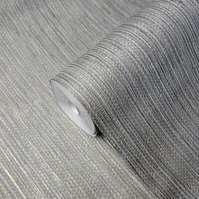 Modern Taupe gray bronze gold metallic plain faux grasscloth textured Wallpaper