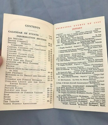 Very Nice Original 1939 Great Britain &amp; Ireland Calendar of Events for  Visitors | eBay