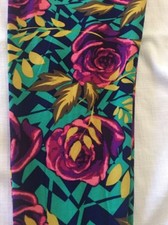 NWT Lularoe OS Leggings Pink Roses With Teal Green And Navy Blue Trellis