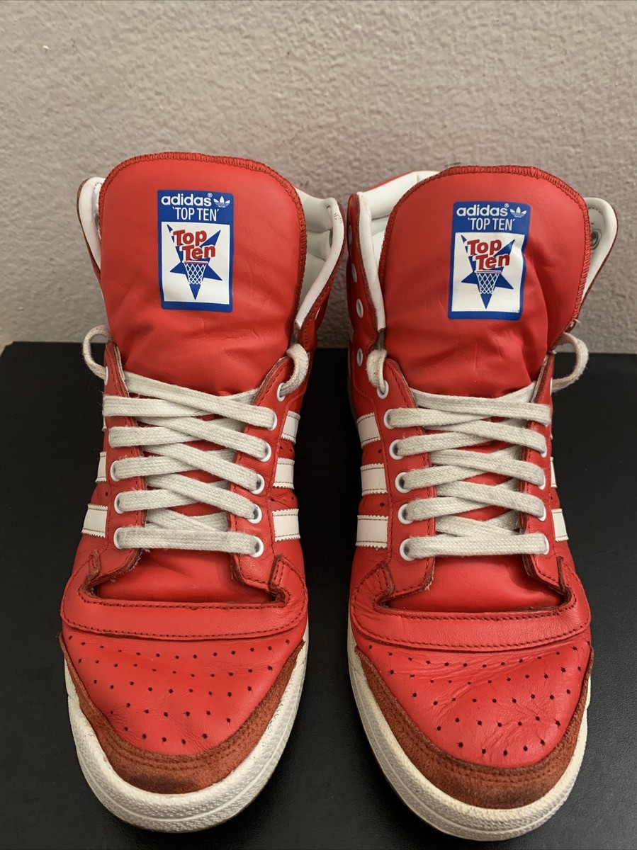 Adidas Top Ten High 27cm Red Leather D65163 Sneaker Men's Sz