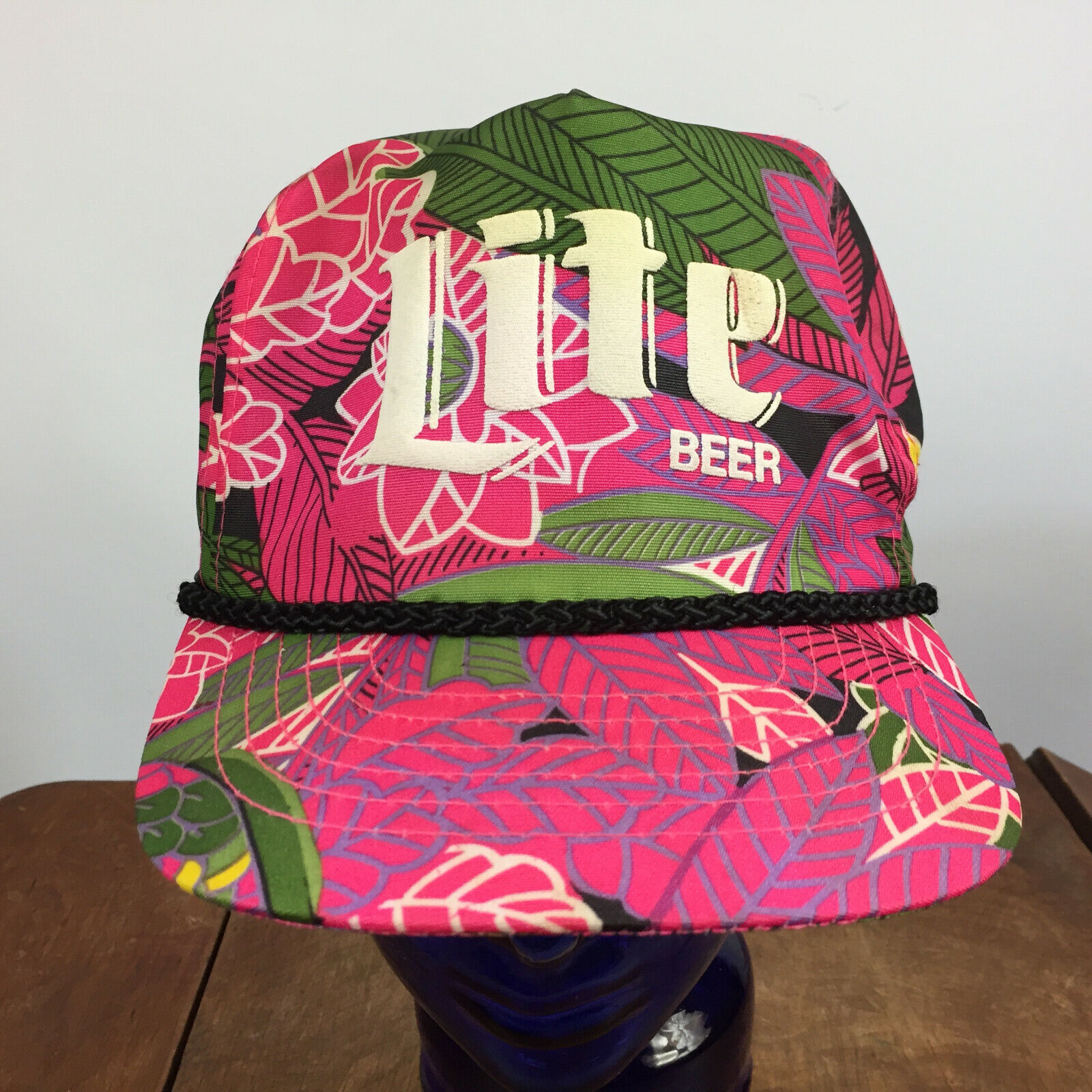 Vintage 80s 90s Neon Pink Hawaiian Floral Miller … - image 1