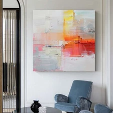 Wall Art pink Oil Painting Hand Painted Decorative Modern Abstract yellow