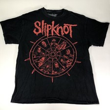 Slipknot Band Faces Wheel Logo size L Large Black Double Sided T Shirt Merch Tee