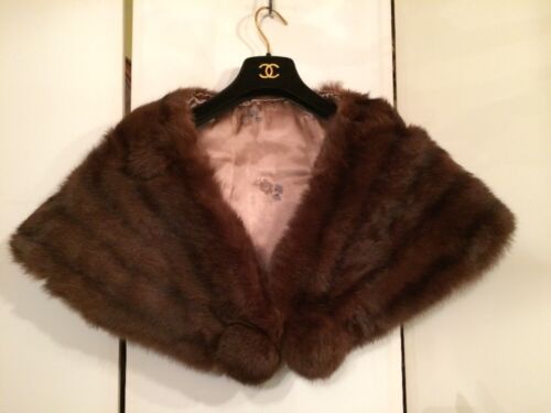 Amazing! Vintage Genuine STONE MARTEN FUR Stole Wrap Cape Caplet STUNNING!