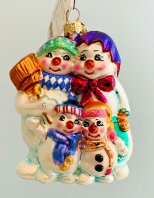 CHRISTOPHER RADKO 4 1/2'' Ornament WINTER PORTRAIT 00-041-0 Mr. Mrs. Snowman Kids