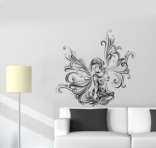 Wall Decal Beautiful Girl Fairy Fantasy Butterfly Pattern Vinyl Sticker ed805 