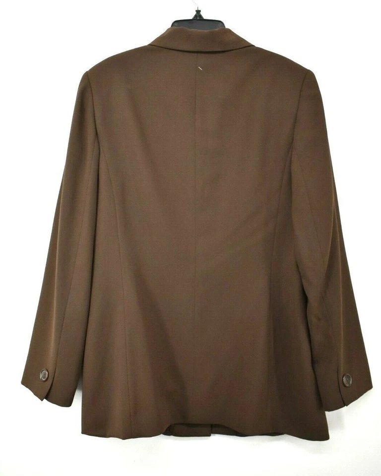 Amanda Smith Womens Solid Brown Long Sleeve Button Front Blazer Coat Jacket 8 - Image 2 of 4