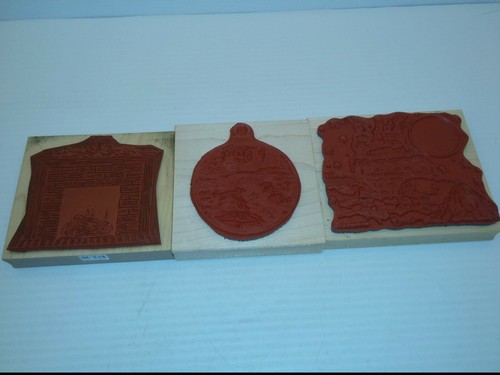 CHRISTMAS RUBBER STAMP ASST: FIREPLACE, ORNAMENT W/SCENERY, CHIMINEY SANTA, NNB - Picture 3 of 7