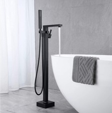 Matte Black Freestanding Floor mount Tub Filler Bathtub Faucet with Hand Shower