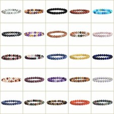 8mm Fashion round gemstone beads stretchable bracelet 7"