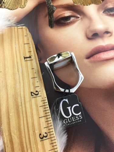 GUESS PLATA ESTERLINA 925 INVERSIÓN CON ANILLO DE ÓNIX NEGRO ""G"" FIRMADO NUEVO TALLA 6 - Imagen 9 de 12