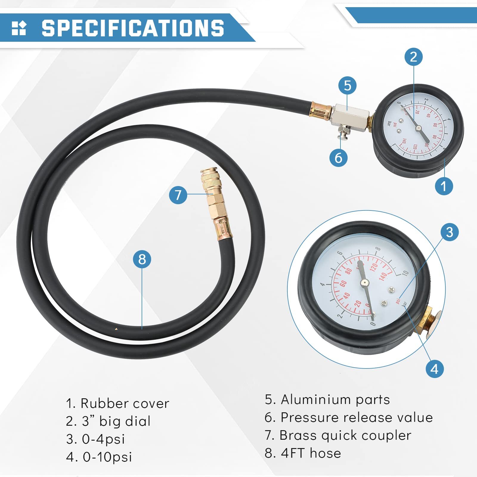 ATPEAM Oil Pressure Tester Kit | 0-140 PSI Oil Pressure Gauge Tool For Engine
