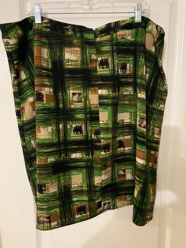 Lane Bryant Womens Sz 22 A-line skirt brown black green plaid academia back zip - Picture 2 of 3