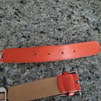 Vintage Rare Berge Orange Genuine Italian Leather And Metal Belt Vintage Rare Berge Orange Genuine Italian Leather And Metal  main image 2