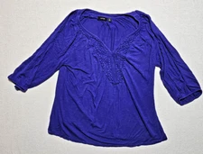 Apt 9 Dark Blue 3/4 Sleeve Boho Top Women's 0X