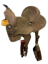 16" Double T Chocolate Roughout Barrel Saddle with deep seat & buckstitch Trim