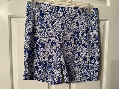  Rafaella  Womens Size 10 Shorts Comfort Stretch Pull-On Blue Floral NWOT 