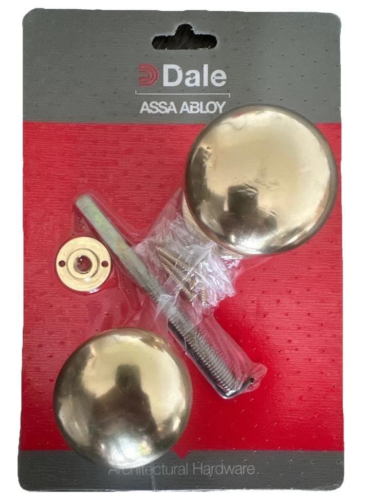 Door Knob Handle Set Mortice - Polished Brass PAIR - With Screws - Dale - Image 2 of 2