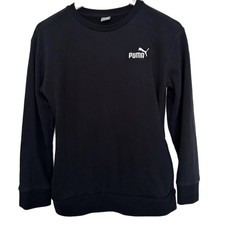 Puma Youth Large French Terry Sweatshirt Black Crewneck Long Sleeve 14 / 16