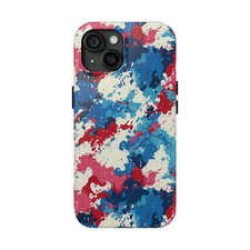 Red White Blue Paint Splatter Camo Phone Tough Case, Gift For Hunter Fans