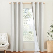 NICETOWN 100 Blackout Linen Texture Ivory Curtains Thermal- 6 panels 42x84 ea