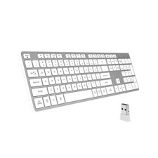 Slim Wireless Keyboard Ultra Quiet LowProfile FullSize 2.4GHz Silver