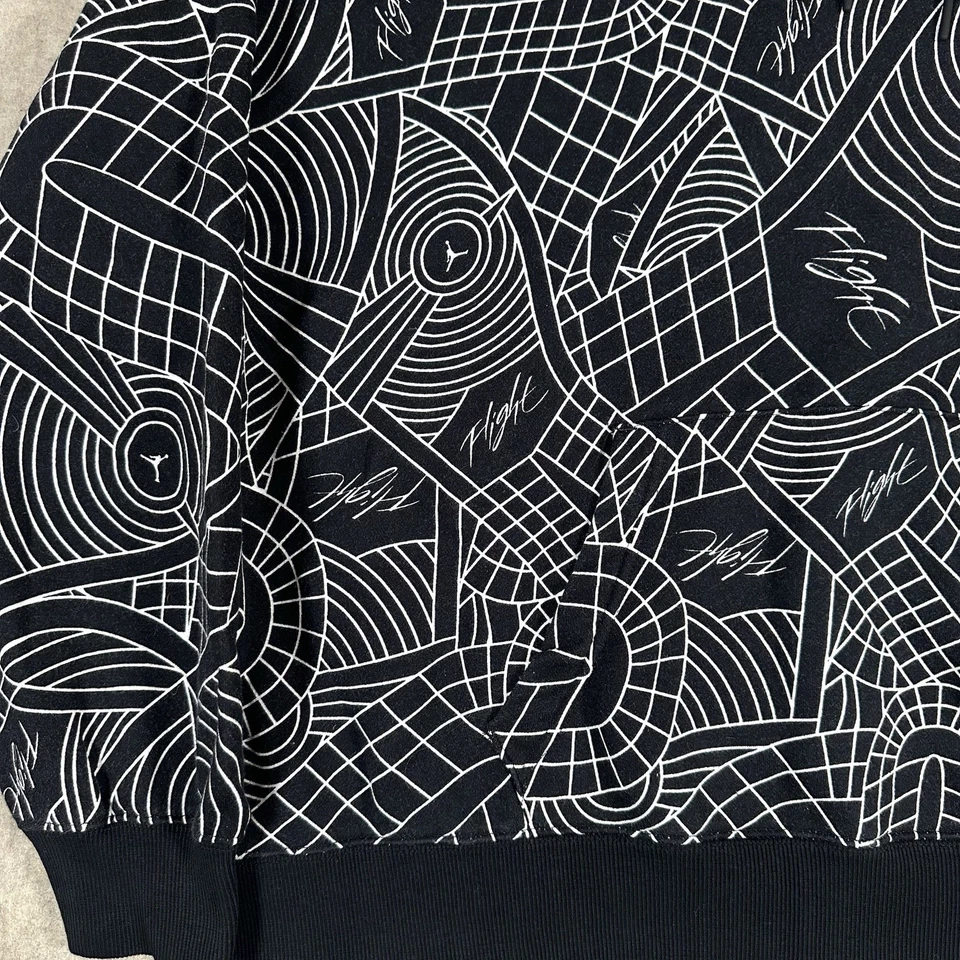 Nike Jordan Flight Print Allover Hoodie Women's Size XL Black/White DV1417-010 - Image 3 of 4