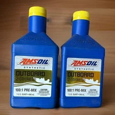 AMSOIL Synthetic Outboard 2-Stroke Oil Pre-Mix 100:1  2 Quart (946 mL) Each