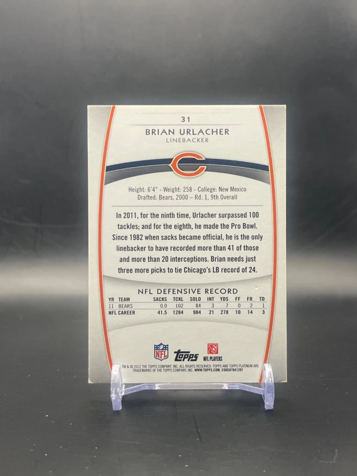 2012 Topps Platinum - Brian Urlacher #31 - Image 2 of 2