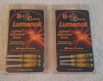 Burt Coyote Lumenok Lighted Nock Pair Of 3 Pack Red NIP