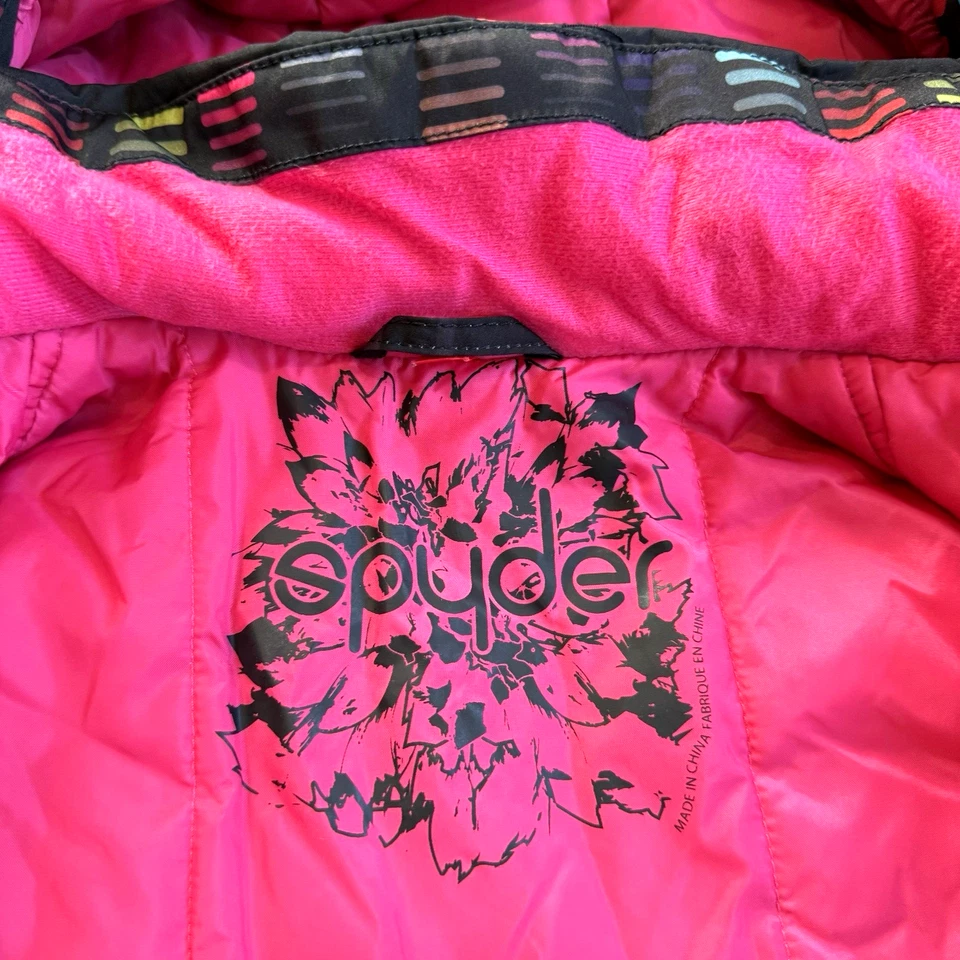 Jaqueta de esqui Spyder Lola neve menina 14 L inverno snowboarding isolada estampa rosa - Imagem 3 de 4