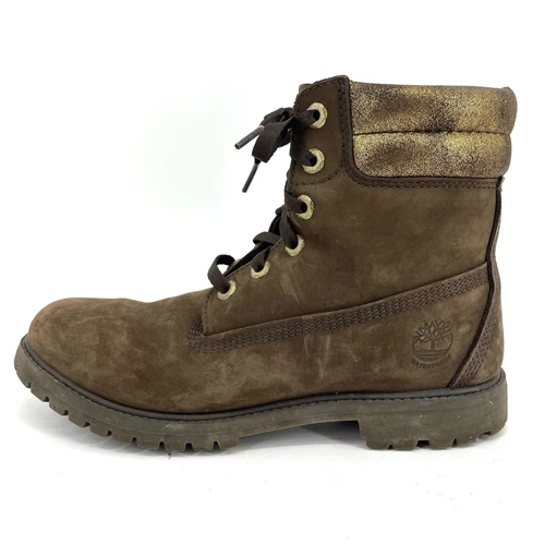 Timberland NUOVI stivali da donna marroni impermeabili scamosciati doppio collo (EU40 US9)