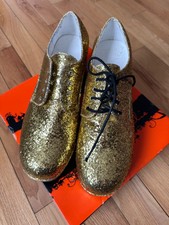 Chaussures à Talons Funtasma Paillettes Dorées Bout Ouvert - Plateforme - Taille 8 US - Cosplay