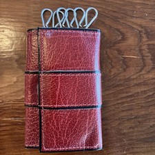 VTG ROLFS Key Case Red Cowhide Leather 6 Hook Press Lock