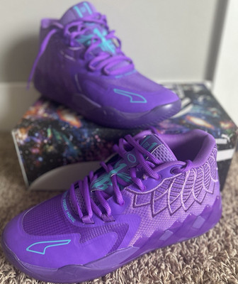 PUMA MB.01 Mid Top Basketball Sneakers Purple/Teal Lace-Up Mesh Mens 11 WITH BOX