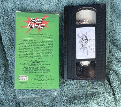 Zombie Rampage VHS Tape Rare Horror Todd Sheets Cinema Home Video 1992 SOV Gore - Picture 3 of 3