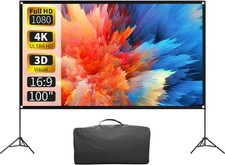 Projector Screen with Stand 100 Inch, 16:9 4K HD Portable 100 inch