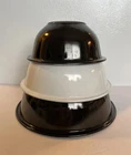 VINTAGE PYREX-90’s Clear Bottom Black & White Nesting Mixing Bowls 322 323 325