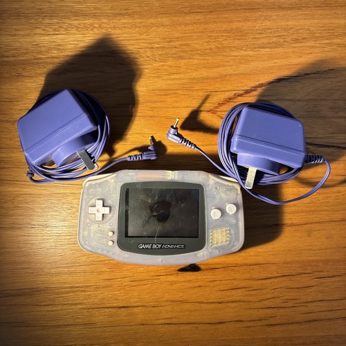 Nintendo GBA, Glacier Blue, Broken Screen, 2x JoyTech charger - Free Postage