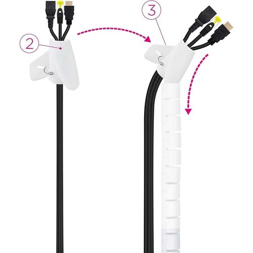 Nanocable Organisateur de Câble Flexible Tube Universel 25mm x 1m, Couleur Blanc - Photo 3/5