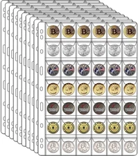 10 Sheets Coin Collection Supplies Pages, Coins Collecting Pocket Page with Stan