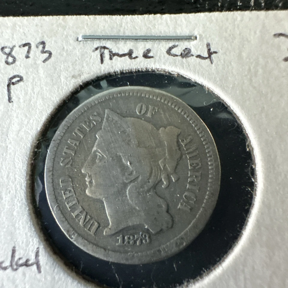 1873   3 CENT NICKEL   OPEN 3    NICE DETAIL - Image 2 of 3