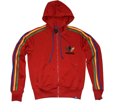 vintage Adidas track jacket RASTA hoodie marley reagge hooded red