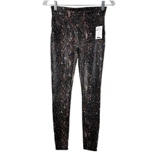 Spanx NWT Faux Leather Snake Shine Leggings Size M Mocha Snake Slimming Skinny